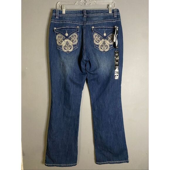 Nine West Medium Wash Bling Pockets Bootcut Jeans Size 8/29 NWT - Picture 4 of 5
